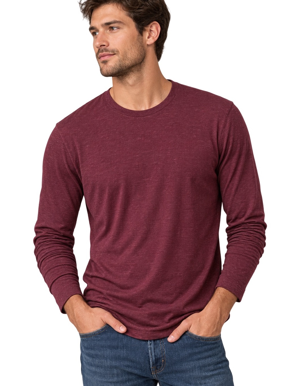 Halston Men’s XL Burgundy Long Sleeve Shirt — 100% Cotton